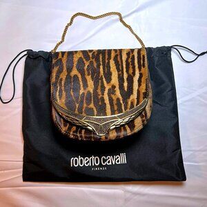 Roberto Cavalli European Collection Calf Hair Shoulder Bag With Deco Hardware